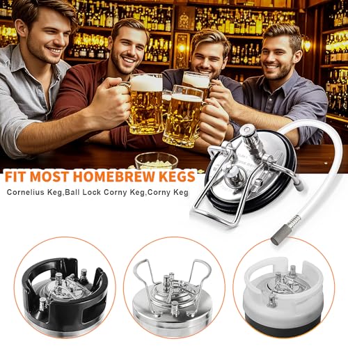 Carbonation Keg Lid Beer Keg Replacement Lid Universal For Corny Keg Cornelius Keg Ball Lock Keg, HomeBrew 304 Stainless Steel Carbonating Keg Lid with Carbonation Diffusion Stone & 20'' Silicone Tube