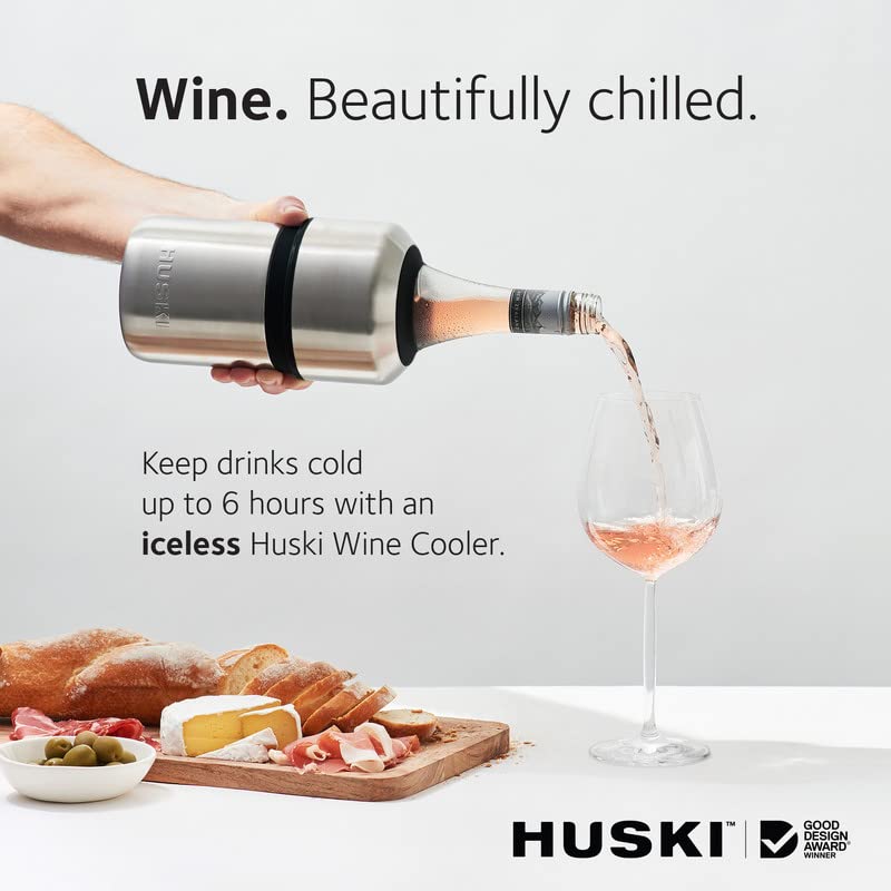 Huski Wine Chiller | Award Winning Iceless Design | Keeps Wine Cold up to 6 Hours | Wine Accessory | Next Generation Ice Bucket | Fits Some Champagne Bottles | Perfect Gift for Wine Lovers (White) - color: Matte White