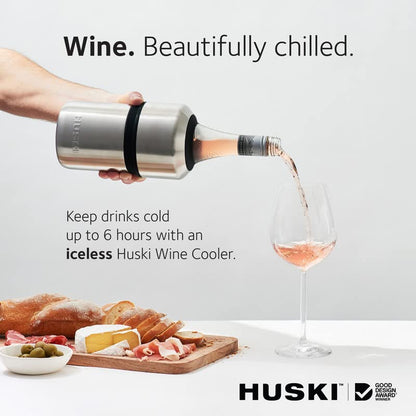 Huski Wine Chiller | Award Winning Iceless Design | Keeps Wine Cold up to 6 Hours | Wine Accessory | Next Generation Ice Bucket | Fits Some Champagne Bottles | Perfect Gift for Wine Lovers (Black) - color: Matte Black