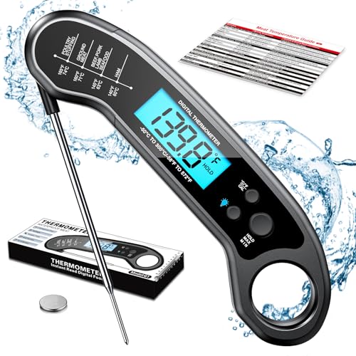 Meat Thermometer Digital, Instant Read Meat ThermometerI for Grill and Cooking, Waterproof Food Thermometer for Kitchen and Outside, BBQ, Turkey, Candy, Liquids, Beef - color: Black