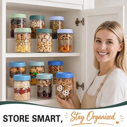 6 Pack Overnight Oats Containers with Lids, Mason Jars 16 oz with Lids, Yogurt Containers for Meal, Wide Mouth Glass Storage Jars for Pudding, Snack, Prep, Oatmeal, Sugar, Food, Chia, Seed - color: Mint Breeze