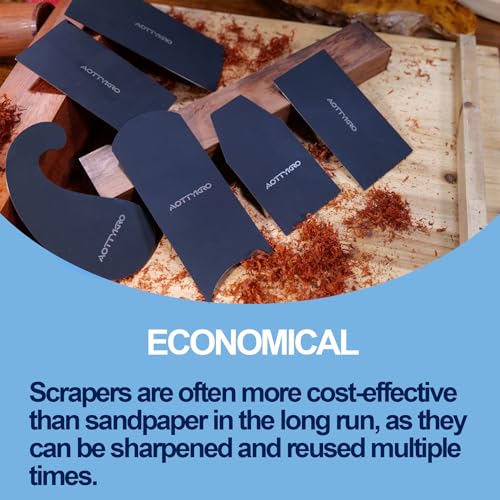 Cabinet Card Scrapers Set with Burnisher - 6 Shapes High-Strength Blue Spring Steel Woodworking Tools for Engraving, Deburring, Polishing & Contour Sanding - size: Set C+Rod