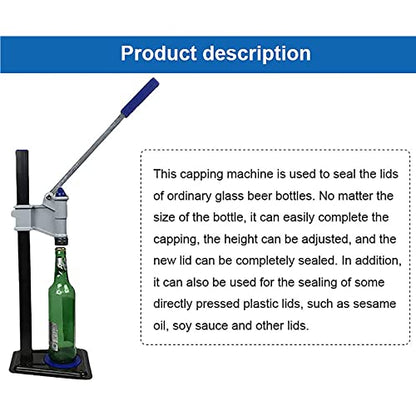 Professional Bench Beer Bottle Capper, Manual Bottle Machine Bottle Cap Sealer with Non-Slip Pad, Adjustable Height Bottle Cap Sealer for Homebrew Beer & Soft Drinks