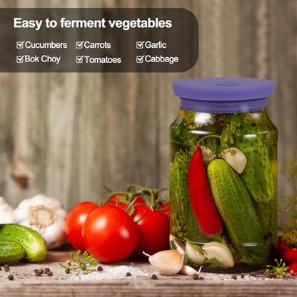 Waterless Airlock Fermentation Lids Wide Mouth Mason Jars 3 Pack Silicone Fermenting Lids for Pickles, Kimchi, and Fermented Probiotic Food Purple (Jars Not Included) - color: Purple