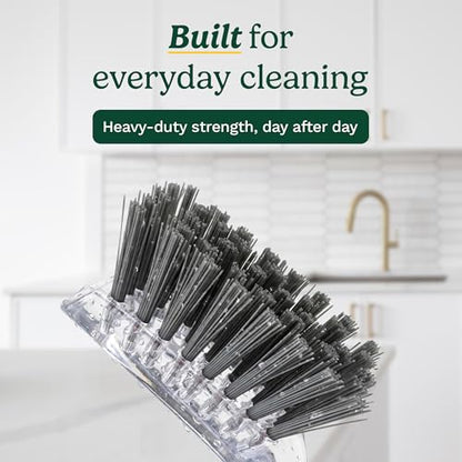Cuisinart Dish Brush with Handle, 2 Pack, Firm Bristles | Multi-purpose dish scrubber for plates, pots, and pans, deep cleaning removes grease, safe for nonstick, built-in scraper - color: Rectangular- Dark Gray