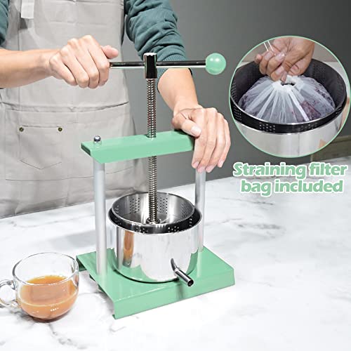 Cheese Tincture Herb Fruit Wine Manual Press with Reusable Filter Bags,Stainless Steel Barrels Press Machine for Juice, Vegetable,Wine,Olive Oil