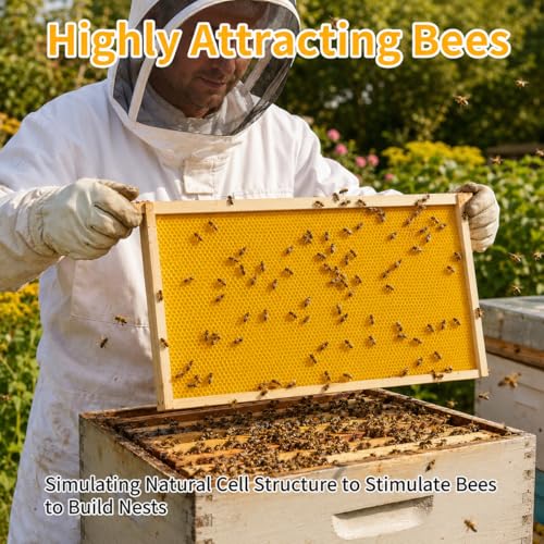 Yellow Bee Foundation Sheets for 8-1/2-Inch Deep Beehive 20PCS | Fits Langstroth Deep Frames, Wax-Coated Plastic, Food-Grade