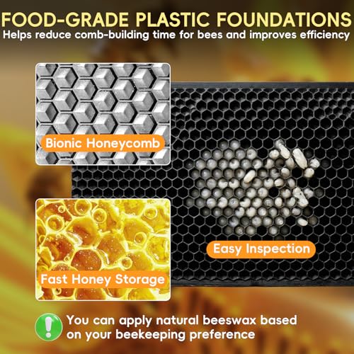 Langstroth 10 Frame Beehive Beeswax Coated, Complete Bee Hive Boxes Starter Kit Includes 2 Deep Hive Boxes and 1 Super Hive Box with Bee Frames and Foundations - size: 3-Layer