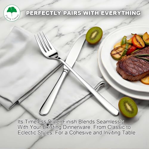 6 Piece Stainless Steel Dinner Knives Set, 9 Inch | Mirror Polished Blade, Serrated Edge, Dishwasher Safe, Ideal for Home, Restaurant, Gifting