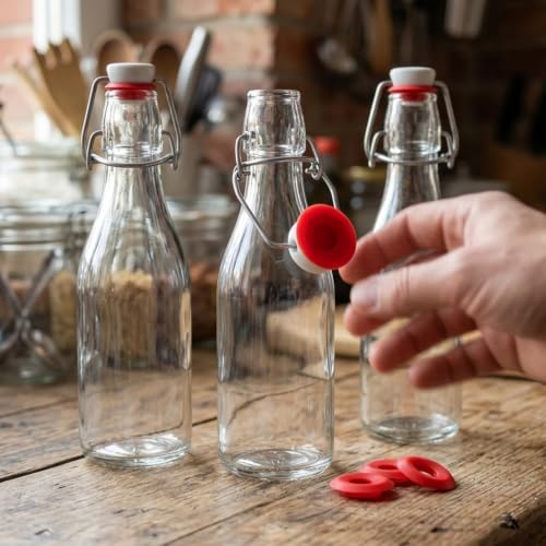 25PCS Silicone Rubber Gaskets Washer, Water Bottle Top Lid Gasket Swing Top Glass Bottle Caps Covers Sealing Ring Water Bottle Gasket for Brew Beer Soda