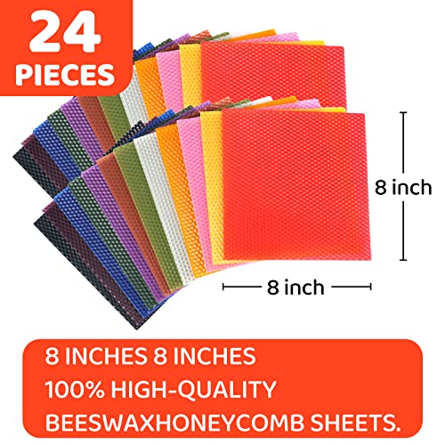Nafziger 24 Pack 8x8 Inch Beeswax Sheets for Candle Making Kit Starter, Kids & Adults DIY Craft Gift - color: 24 Pack 8x8 Inch Beeswax Sheets