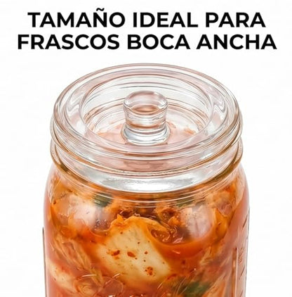 Mason Jar Fermentation Lid - Wide Mouth Pouring & Storage, Glass Weights for Home Kitchen