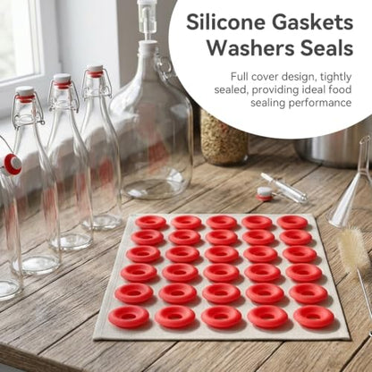 25PCS Silicone Rubber Gaskets Washer, Water Bottle Top Lid Gasket Swing Top Glass Bottle Caps Covers Sealing Ring Water Bottle Gasket for Brew Beer Soda