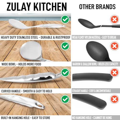 Zulay Kitchen Stainless Steel Serving Spoon - 11.5” Large Cooking & Serving Spoon with Ergonomic Handle - Durable, Rust-Resistant & Dishwasher Safe Kitchen Utensil for Cooking and Buffets - size: Cooking Spoon