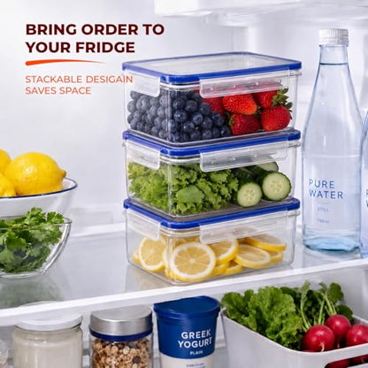 Tribello 68 oz Airtight Food Storage Containers with SnapTight Lids – Clear, Stackable, BPA-Free Meal Prep Containers for Kitchen, Freezer & Pantry – 3-Pack - size: 68 OZ - 3 Pack