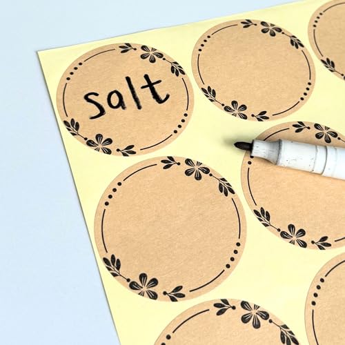 300 Pieces, 2 inch - Canning Labels for Mason Jars, Brown Kraft Jar Stickers to Write On - size: 300 Pieces