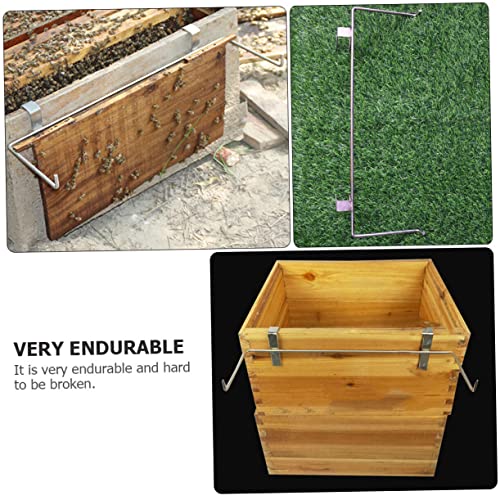 Happyyami 2pcs Bee Box Shelf Metal Storage Rack Metal Brackets Metal Coat Hanger Beekeeping Frame Support Bracket Bee Frame Holder Beehive Frame Holder Grip Beehive Hanger Bee House Stand