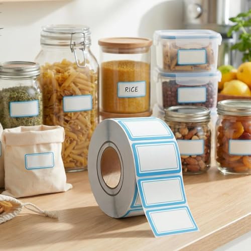 500 Removable Labels - No Residue, Reusable and Waterproof | Suitable for Food Storage Containers, Etc. (Blue) - color: Blue