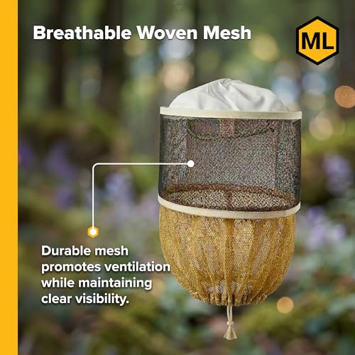 Mann Lake Alexander Veil, Cloth Binding Summer Bee Head Veil, Breathable Mesh Netting Cover, Hot Weather Beekeeping Headgear Protection for Cool, Comfortable, All Day Wear - style: String