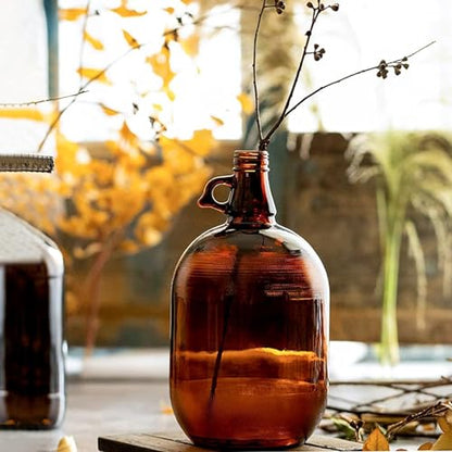 1 Gallon Brown,Glass Jug with Cap, 2 Pack