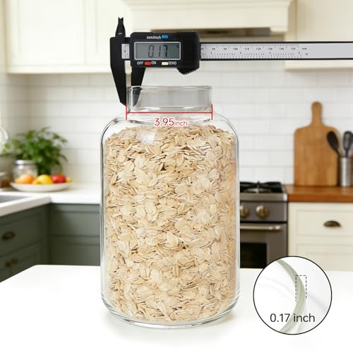 2-Pack Large Glass Flour and Sugar Storage Containers, 95 oz / 2800 ml Airtight Glass Jars with Wooden Lids, Clean & Elegant Canisters for Storing Rice, Pasta, Oats, Candy, Cookies and More - size: Large