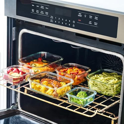 24pc Set Glass Food Storage Containers & Bowls with Airtight Lids - Leakproof BPA-Free Meal Prep Airtight Stackable Lunch Boxes, Kitchen Pantry & Storage Organizers - Microwave Freezer Dishwasher Safe
