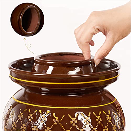 ZHOUXIAO Pickle Jar Ceramic Jar with Lid,Traditional Chinese Fermentation Kit Crock with Water Seal Airlock Lid, Fermentation Jar for Kimchi,Sauerkraut,Kombucha Jar 5KG