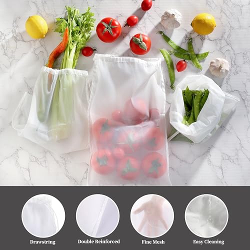 3 Pack Reusable Nut Milk Bag, Food-Grade Nylon Cheese Cloth Bag for Straining, Strong Fine Mesh Strainer Bags with Drawstring for Nut Milk, Cold Brew Coffee, Greek Yogurt, Tea and Juice, 9.5"x14"