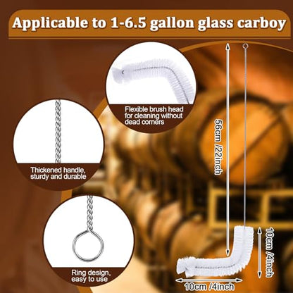 Suzile 3 Gallon Glass Carboy Set, 3 Gallon Glass Water Jug with Drilled & Undrilled Rubber Stoppers, Bubble Airlock, Handle and Brush, Fermenter Carboy Jug for Beer Wine Making Equipment (Clear) - size: 3 Gallon
