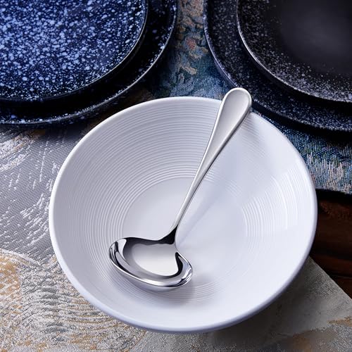 KEAWELL Premium 7.1" Verona Gravy Ladle, 18/10 Stainless Steel, Heavy-Duty with Deep Bowl, High-Polished Finish, Ergonomic Handle for Smooth Pouring, Dishwasher Safe (1, 7.1" Gravy Ladle) - size: 7.1" Gravy Ladle