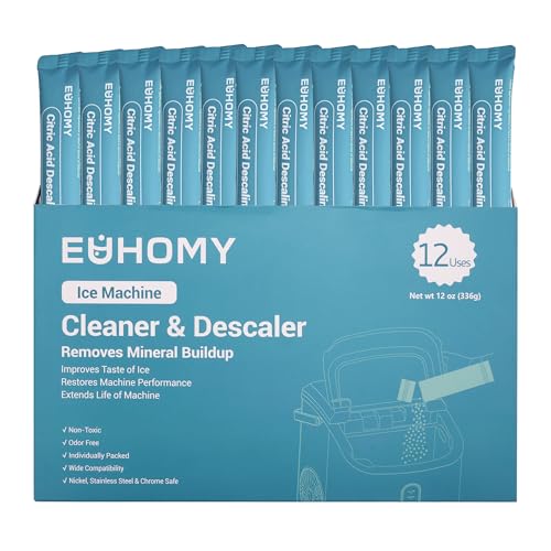 EUHOMY Ice Maker Cleaner & Descaler | 12 Use & Individually Packed | Ice Machine Cleaner with Organic Citric Acid Descaling Powder, Ideal for All Brands - size: 12 Ounce(upgrade pack of 1)