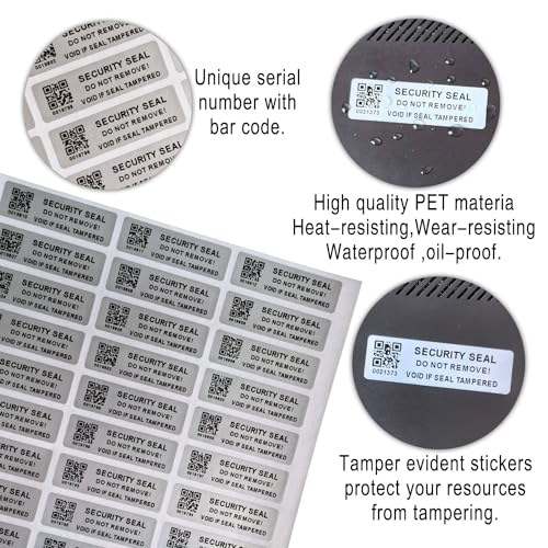 Tamper Evident Proof Barcode Stickers with Individual Serial Number Security Warranty Void Sticker,Sealing Label for Package(150pcs 2x0.6 inches,Matte Silver) - style: silver5x1.5CM
