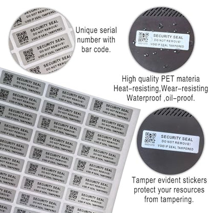 Tamper Evident Proof Barcode Stickers with Individual Serial Number Security Warranty Void Sticker,Sealing Label for Package(150pcs 2x0.6 inches,Matte Silver) - style: silver5x1.5CM