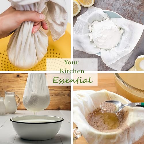 Fashion Track Cheese Cloths, Grade 90 (15.50 Sq. Feet) Hemmed Cheese Cloth Fabric Reusable Strainer 1 Yard, 100% Cotton White Cheesecloth for Straining, Kitchen and Cold Brew Coffee (62x36 Inch) - color: White, size: 1 Yard