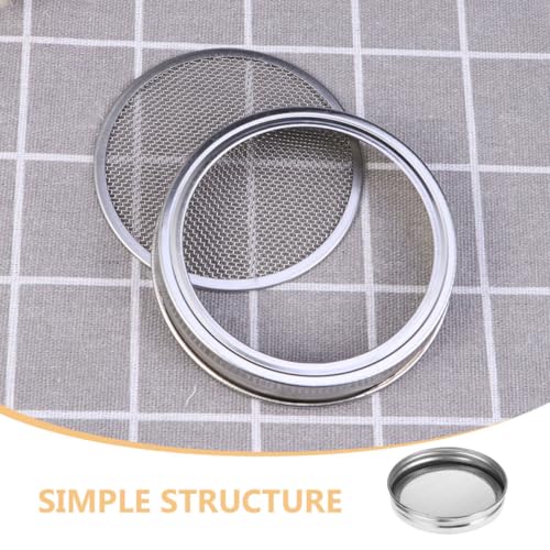 PRETYZOOM 3pcs Food Grade Sprouting Lids for Wide Mouth Mason Jars Stainless Steel Mesh Covers Strainer Function for Seed Germination and Fermentation - size: 7.00X7.00X1.00CM