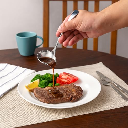 IMEEA 7-Inch Small Sauce Ladle with Pour Spout, 18/10 Stainless Steel Drizzle Spoon for Gravy, Dressing, Sauce, 2-Piece - size: 2 x Drizzle Spoon