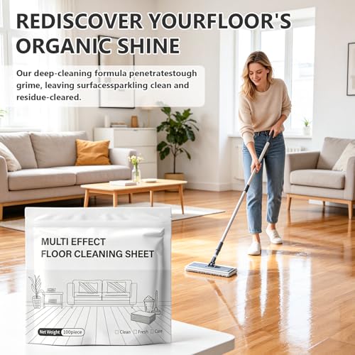 Multi-surface Floor Cleaning Tablets，2026 Upgraded Floor Cleaning Sheets Multi,Multiple Effect the Floors Clean，Safe Floor Cleaner for Hard, Tile, Laminate and Vinyl(100pcs)