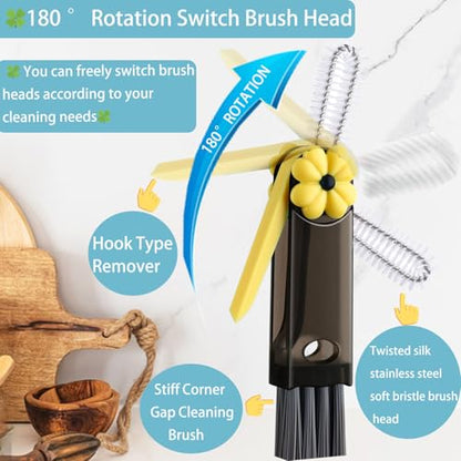 3-in-1 Cup Lid Cleaning Brush, Cup Lid Brush, Multifunctional Water Bottle Cleaning Brush, Home Kitchen Crevice Brush Tools for Tiny Cup Lid Detail, Bottle Tight Spaces Cup(3 PCS) - color: Green Blue Black-1