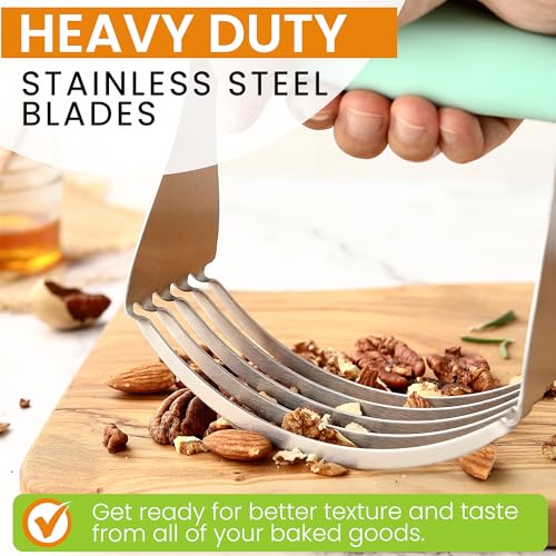 Spring Chef XL Dough Blender For Baking, Heavy Duty Manual Dough Mixer, Stainless Steel Pastry Cutter with Sharp Blades, Pastry Blender for Easy Mixing, Dishwasher Safe - Mint | Heavy Duty Dough Mixer with Stainless Steel Blades, Butter Cutter for Easy Mi