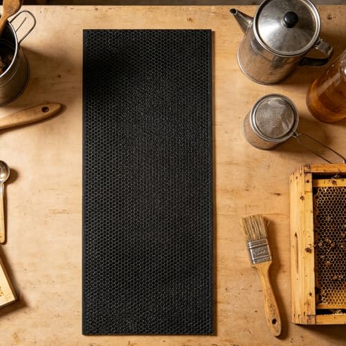4pcs Beehive Wax Coated Foundation Sheet, 16.7x8.4in Deep Beeswax Honeycomb Foundation Sheet for Beekeeping, Bee Frame Crafting, Black - color: Black
