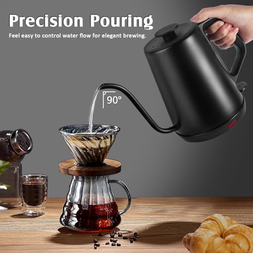 1L Electric Gooseneck Kettle, Tea Kettle for Boiling Water, Gooseneck Electric Kettle for Coffee & Tea, Fast Boiling for Pour Over, Auto Shut-Off, Boil-Dry Protection, 360° Rotational Base - color: 1.0L Black