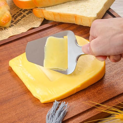 1pcs Stainless Steel Hangable Cheese Knife Heavy Duty Plane Cheese Cutter, Semi-Hard Cheese,Server for Semi-Soft (Silver)
