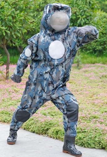 Bee Suit Beekeeper Suit Camo with Beekeeping Gloves,with Round Veil Full Body Beekeeping Suit