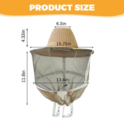 2 Pack Beekeeping Hat with Veil, Ventilated Bee Keeper Hat with Long Elastic Shoulder Strap Bee Keeping Supplies for Men Women Outdoor Fishing Hiking, Mosquito Net Hat - size: 2PCS