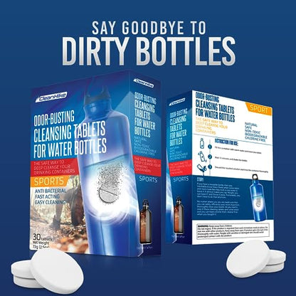 CleanHike Tumbler Water Bottle Cleaning Tablets - (90 Tablets) All Natural Ingredient, Great for All Stainless, Plastics, Ceramic and Glass Drinking Containers, Individually Packed (3)