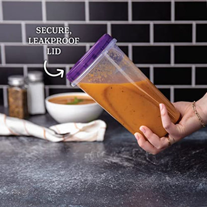 PLASTICPRO 48 Ounce Twist Top Deli Containers Clear bottom With Purple Top Twist on Lids Reusable, Stackable, Food Storage Freezer Container - color: Purple
