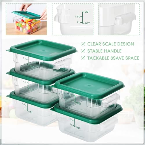 Lallisa 8 Pcs 2 Quart Food Storage Containers with Lids Clear Square Polycarbonate Marinating Container Dough Bucket with Lid(Green) - color: Green