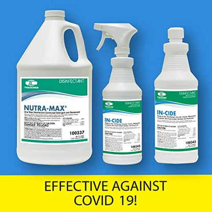 Nutra-Max Hospital Grade Disinfectant, EPA List N & G, Kills 99.9% Viruses & Bacteria, 1:32 Concentrate Makes 32 Gallons, Commercial Multi-Surface Cleaner For Home
