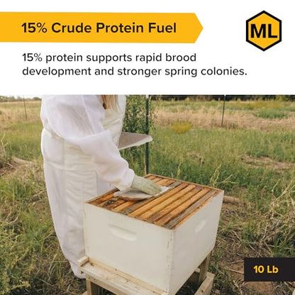 Mann Lake Ultra Bee Rocket Fuel Patties with Natural Pollen & Apis Biologix Bio Activator, High Protein Food for Spring Colony Growth, Increased Honey Production & Improved Brood, Made in USA, 10 lb