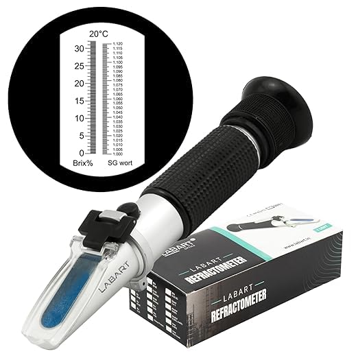 Brix Refractometer with ATC, Dual Scale - Specific Gravity & Brix, Hydrometer in Wine Making and Beer Brewing, Homebrew Kit